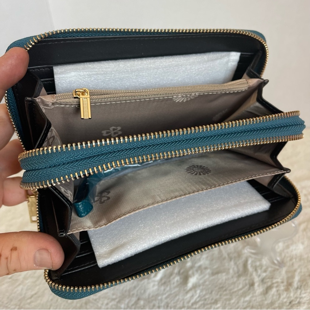 Teal Floral Embossed Women's Wallet - Picture 8 of 11
